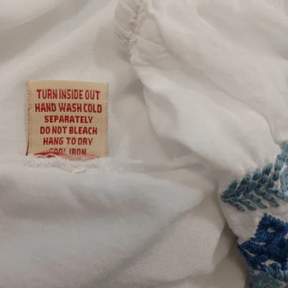 Reba Embroidered Tunic White Blue Boho Peasant Style - Picture 8 of 12